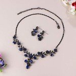 Blue and Black Tone Flower Crystal Jewelry Set