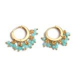 Green Amazonite Beaded Huggie Earrings for Women