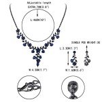 Blue and Black Tone Flower Crystal Jewelry Set