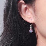Black Opal Dangle Earrings in 14K White Gold