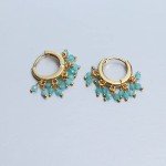 Green Amazonite Beaded Huggie Earrings for Women