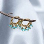 Green Amazonite Beaded Huggie Earrings for Women