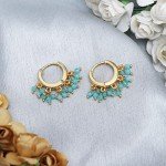 Green Amazonite Beaded Huggie Earrings for Women