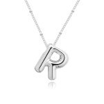 Silver Initial Chunky Bubble Pendant Necklace for Women