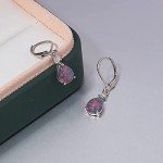 Black Opal Dangle Earrings in 14K White Gold