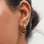 Green Amazonite Beaded Huggie Earrings for Women