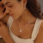 Silver Initial Chunky Bubble Pendant Necklace for Women