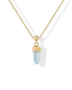 14K Gold Plated Aquamarine Gemstone Necklace