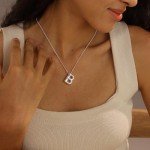Silver Initial Chunky Bubble Pendant Necklace for Women