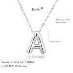 Silver Initial Chunky Bubble Pendant Necklace for Women