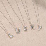 Silver Initial Chunky Bubble Pendant Necklace for Women
