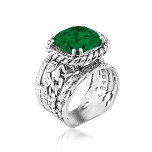 Vintage Braid & Leaf Sterling Silver Ring