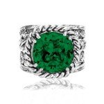 Vintage Braid & Leaf Sterling Silver Ring