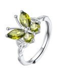 Dainty Silver Butterfly Ring with CZ Gemstone