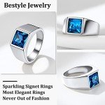 Blue Topaz & Sapphire Stainless Steel Signet Ring