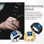 Blue Topaz & Sapphire Stainless Steel Signet Ring
