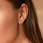 Dainty Gold-Plated Pearl Hoop Earrings for Women