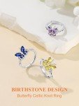 Dainty Silver Butterfly Ring with CZ Gemstone