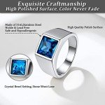 Blue Topaz & Sapphire Stainless Steel Signet Ring