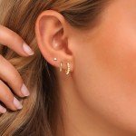 Dainty Gold-Plated Pearl Hoop Earrings for Women