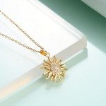 14K Gold Plated Sunflower Necklace for Women