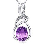 Amethyst Birthstone Pendant Necklace for Women