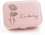 Personalized Leather Travel Jewelry Case for Women
