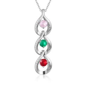 Engraved Birthstone Name Necklace for Women