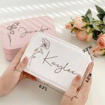Personalized Leather Travel Jewelry Case for Women