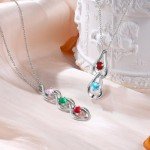 Engraved Birthstone Name Necklace for Women