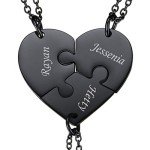 Personalized Black Stainless Steel BFF Necklace Set