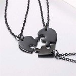 Personalized Black Stainless Steel BFF Necklace Set