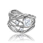 Vintage Sterling Silver Openwork Ring with Zirconia