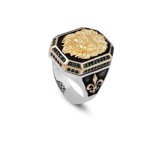 Lion Jade Signet Ring in Sterling Silver for Men