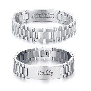Personalized Men’s Stainless Steel Bracelet for Dad