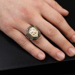 Lion Jade Signet Ring in Sterling Silver for Men