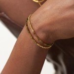 Gold Plated Hematite & Epidote Layered Bracelet