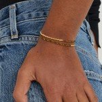 Gold Plated Hematite & Epidote Layered Bracelet