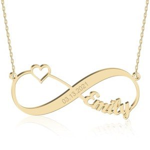 Personalized Gold Infinity Name Necklace with Heart