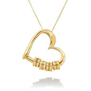 Charming Linda Heart Necklace with Engraved Beads