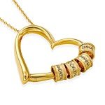 Charming Linda Heart Necklace with Engraved Beads
