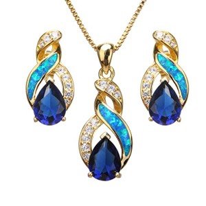 Gold Plated Opal Sapphire Jewelry Set for Women