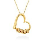 Charming Linda Heart Necklace with Engraved Beads