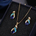 Gold Plated Opal Sapphire Jewelry Set for Women