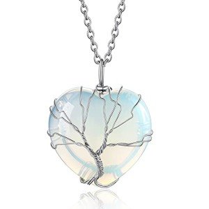 Tree of Life Heart Crystal Necklace for June
