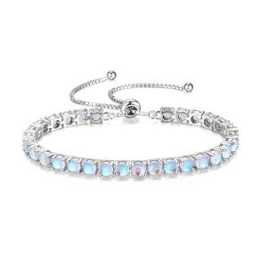 Moonstone Tennis Bracelet in Sterling Silver for Women