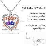Rose Heart Birthstone Necklace for Mom & Grandma