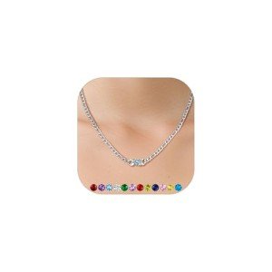 Personalized Birthstone Necklaces for Mom in Silver