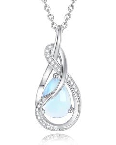 Moonstone Infinity Knot Pendant Necklace for June Birthdays
