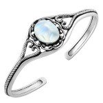 Moonstone Cuff Bangle Bracelet in 925 Silver